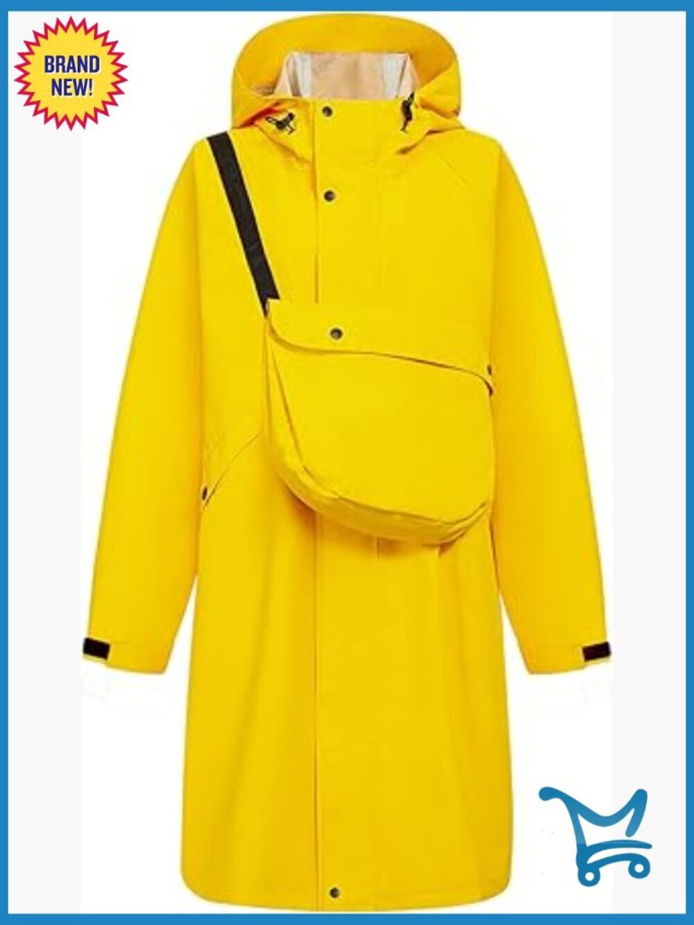 Waterproof Rain Jacket Hooded With Convertible Bag Windbreaker Trench Coat S-XXL